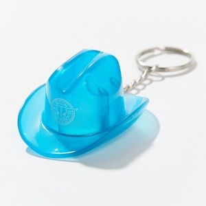 clear blue cowboy hat plastic keychain bottle opener